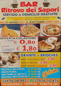 Menu / carte de Bar Ritrovo dei Sapori à Rometta Marea