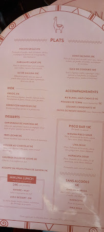 Restaurant péruvien Villa Yora spécialités péruviennes et japonaises à Paris - menu / carte