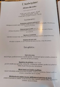 Menu / carte de L'Aubépine à Tours