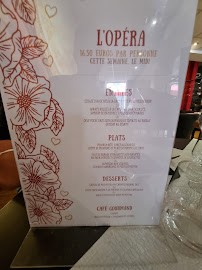 Restaurant français L'Opéra à Pau (le menu)