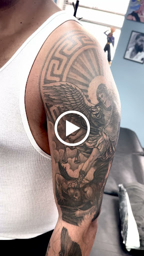 Explore leg sleeve tattoo ideas, creative tattoo ideas in Forest Hills, available at Noble Ink Tattoo Studio