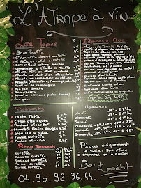 Carte du Pizzeria Restaurant Bar à vin L'Atrape à vin à Barbentane