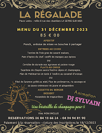 Menu / carte de La Régalade cuisine française&Italienne, produits frais, fait maison, karaoke, soirée dansante et soirée à thème à La Seyne-sur-Mer