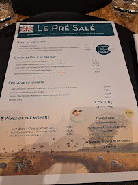 Carte du Restaurant Le Pré Salé à Le Mont-Saint-Michel