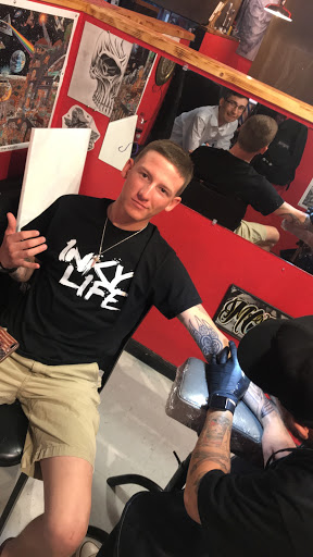 Explore st michael archangel tattoo ideas, creative tattoo ideas in El Paso, available at Pumping Ink Tattoo Parlor