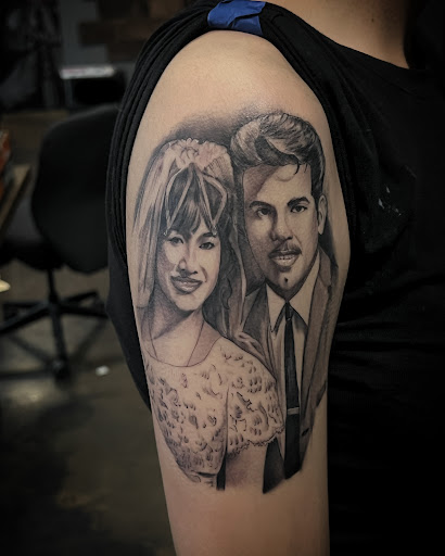 Explore tattoo ideas dog, creative tattoo ideas in El Paso, available at Steady Ink Tattoo Studio