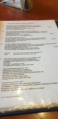 Blue Nile Restaurant à Berlin menu
