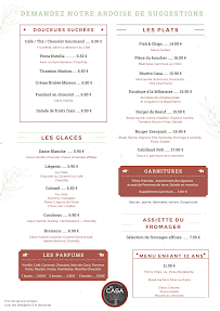 Menu / carte de Brasserie Pizzeria La Casa à Château-Gontier-sur-Mayenne