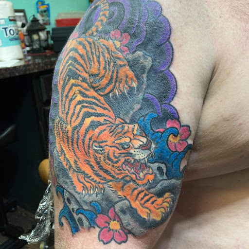 Explore star wars sleeve tattoo ideas, creative tattoo ideas in Mckinney, available at Borrowed Time Fine Art Gallery Tattoo Shop