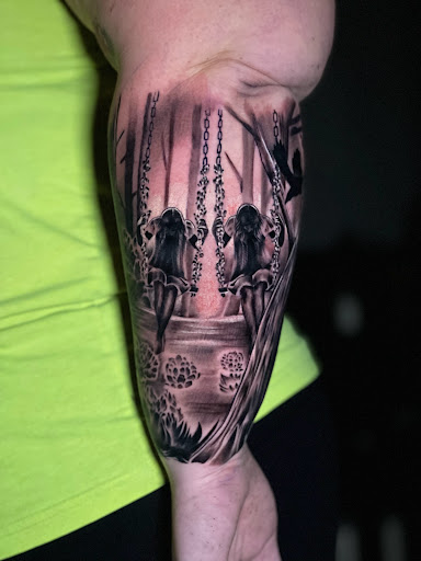 Explore tattoo filler ideas for sleeve, creative tattoo ideas in Freeport, available at Broken Moon Tattoos