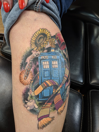 Explore mens leg tattoo ideas, creative tattoo ideas in Davenport, available at The Silver Key