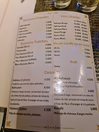Restaurant libanais Exotica à Paris (le menu)