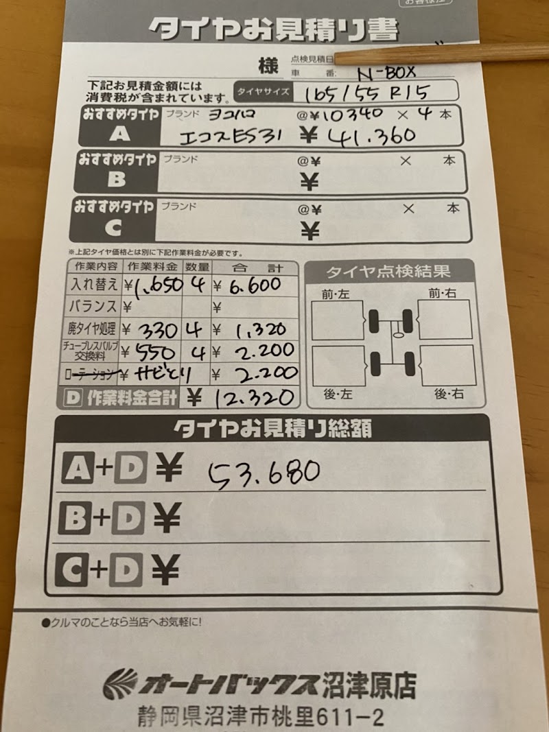 オートバックス 沼津原店 静岡県沼津市桃里 自動車用品店 自動車修理 グルコミ