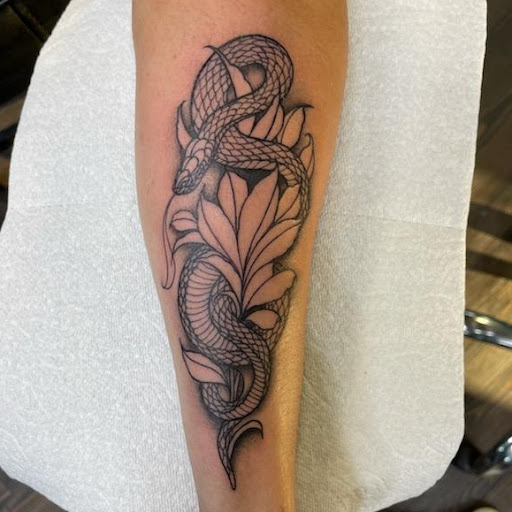 Explore half sleeve tattoos womens ideas, creative tattoo ideas in Mckinney, available at Borrowed Time Fine Art Gallery Tattoo Shop