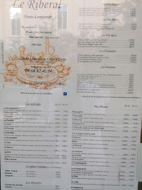 Carte du Le Riberal Pizza à Cerbère