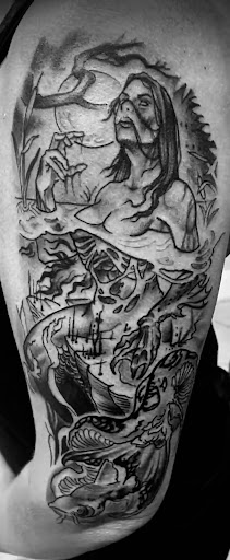 Explore lightning tattoo ideas, creative tattoo ideas in Rogers, available at Ink Solutions Tattoo