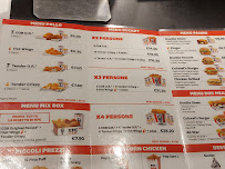 Menu / carte de KFC à Palermo