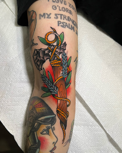 Explore egyptian chest tattoo ideas, creative tattoo ideas in Mount Washington, available at Prevail Tattoo