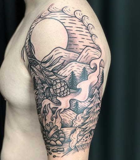 Explore goku tattoo ideas, creative tattoo ideas in Matthews, available at Divine Arts Tattoo Company