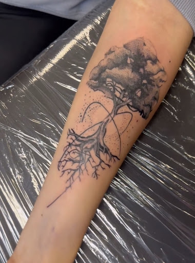 Explore black and grey tattoo filler ideas, creative tattoo ideas in Houston, available at 333 Tattoo Studio HTX