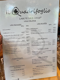 Menu du Il Quadrifoglio à Paris