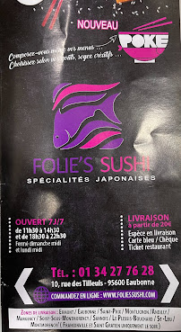 Folie’s Sushi à Eaubonne menu
