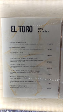 Menu / carte de El Toro à Ota