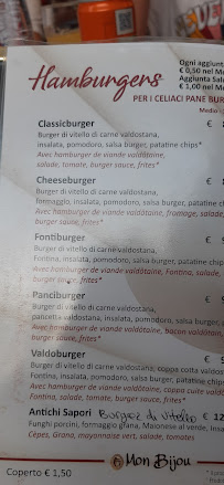 Restaurant Ristorante Hamburgeria a km0 Mon Bijou à Donnas - menu / carte