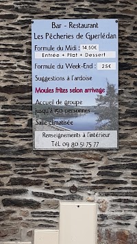 Menu du Les Pêcheries de Guerlédan à Saint-Aignan
