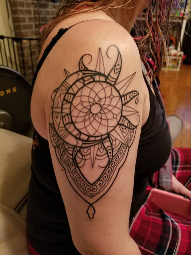 Explore half sleeve men tattoo ideas, creative tattoo ideas in Brick, available at Hand Forged Tattoo