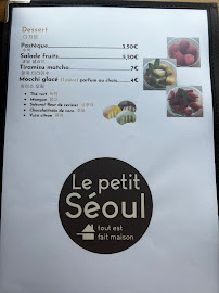 Restaurant coréen Le Petit Séoul à Cannes (le menu)