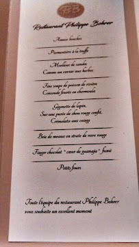 Restaurant Philippe Bohrer à Rouffach menu