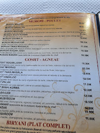 Menu du Le Kashmir à Étampes