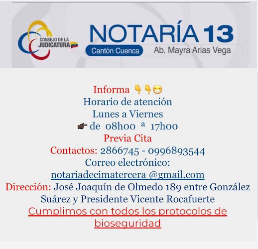 Opiniones de NOTARIA DÉCIMA TERCERA CUENCA en Cuenca - Notaria