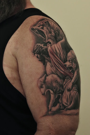 Explore push tattoo ideas, creative tattoo ideas in Nashville, available at RedBird Tattoo