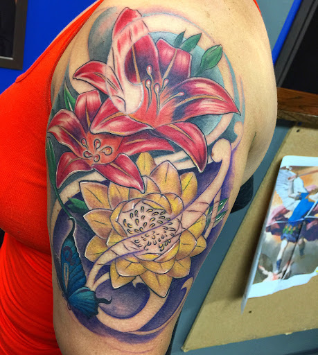 Explore back tattoos ideas, creative tattoo ideas in Corona, available at Crop Circles Tattoo Studio