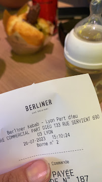 Carte du Berliner Das Original - Kebab à Lyon