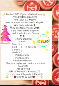 Menu du Villa de rosa di Rosario Giacchi à Carini
