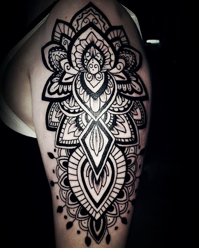 Explore pentagram tattoo ideas, creative tattoo ideas in Jacksonville, available at Skin Elixir Tattoo Shop