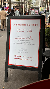 Restauration rapide La Baguette du Relais à Paris (le menu)