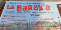 Menu / carte de La Barak'a à Beaumont-du-Lac