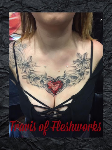 Explore memento mori tattoo ideas, creative tattoo ideas in Olympia, available at Fleshworks Tattoo Studio