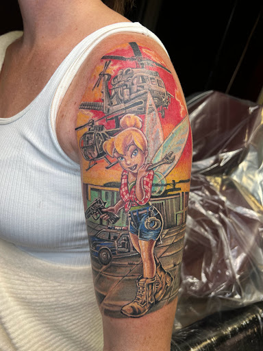 Explore tattoo ideas for guys shoulder, creative tattoo ideas in Woodside, available at Vitruvian Tattoo Culture