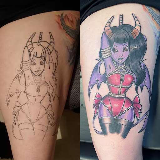 Explore cover up tattoos ideas, creative tattoo ideas in Palm Harbor, available at Angry Owl Tattoo and Piercing