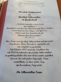 Menu / carte de Gasthof Silberstollen à Großerlach