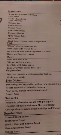 Restaurant Povo Lisboa à Lisbon (le menu)