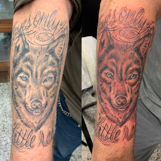 Explore upper back tattoo ideas, creative tattoo ideas in Sanford, available at Luv Ink