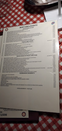Antica Hostaria Dante Alighieri à Venice menu