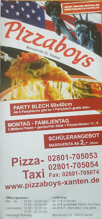 Pizzeria Pizzaboys xanten à Xanten - menu / carte