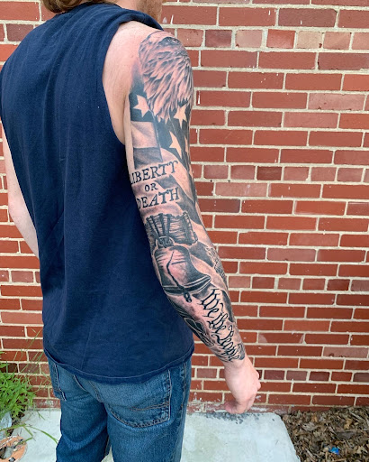 Explore broken glass tattoo ideas, creative tattoo ideas in Strasburg, available at Champion Tattoo Company